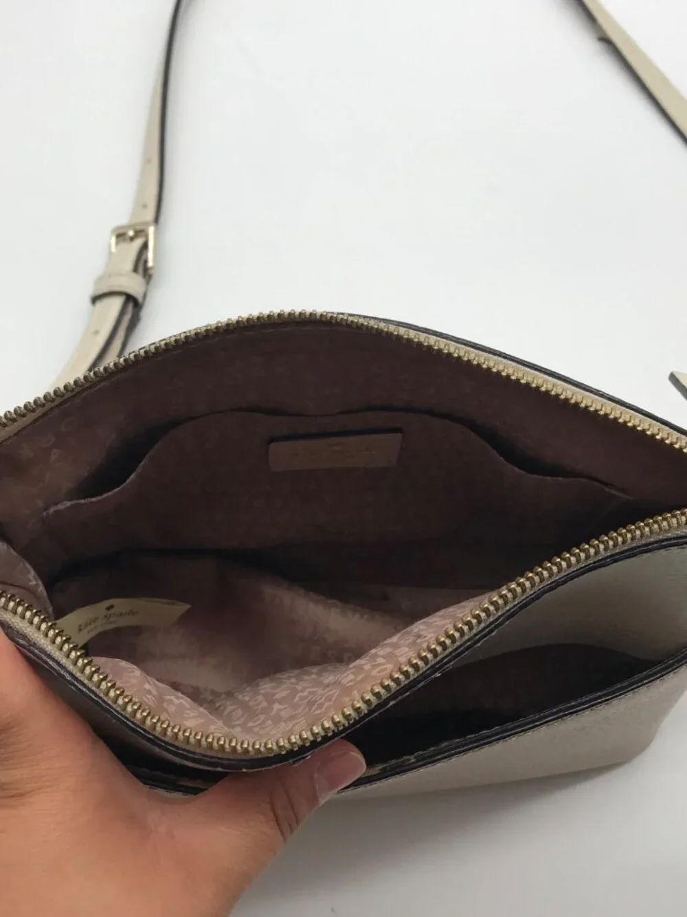 Kate Spade Mauve & Ivory Pebbled Leather Grove Street Millie Crossbody Bag